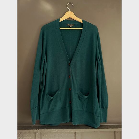 Banana Republic Orla Merino Wool Long Cardigan Dark Juniper Green Size XL - Picture 2 of 9